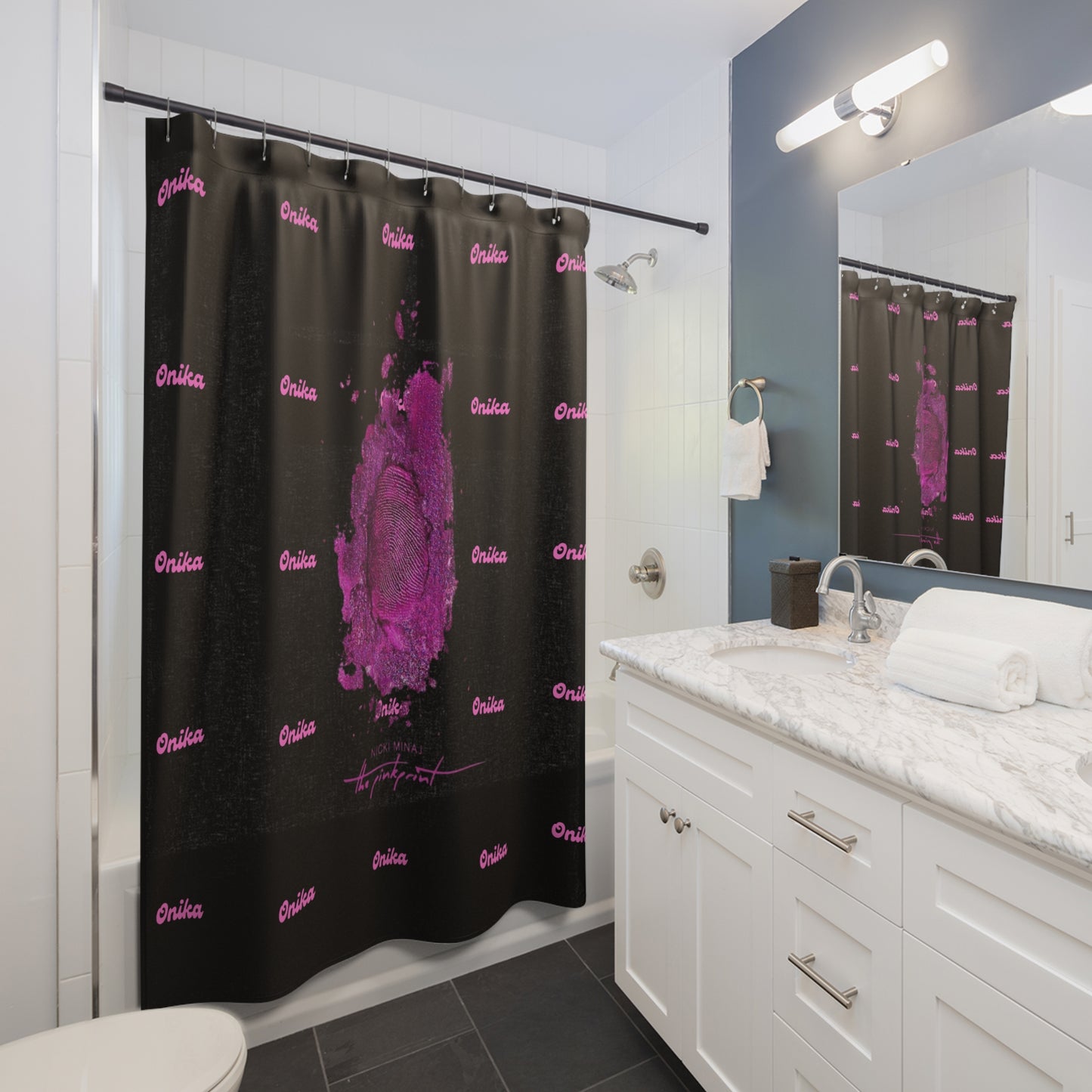 Bold Pink Artistic Shower Curtain - Unique Home Décor for Bathroom