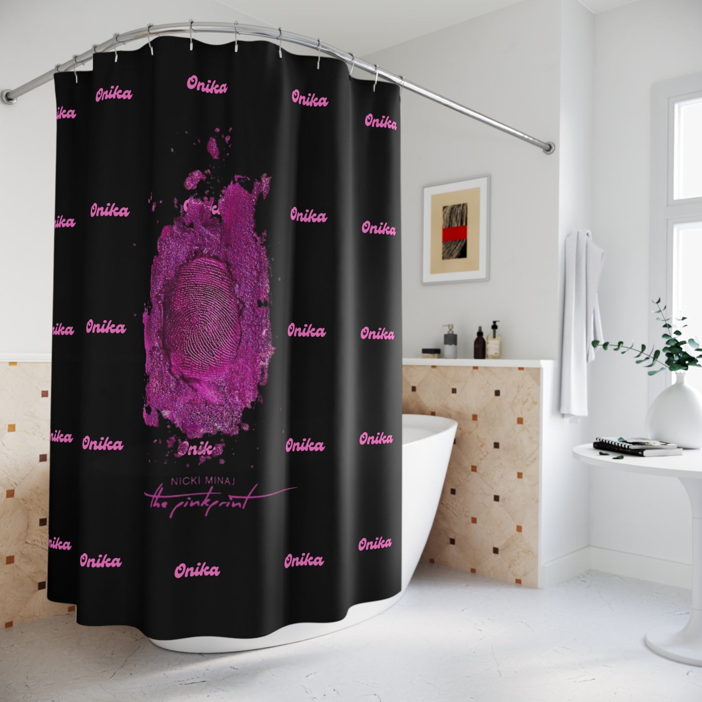 Bold Pink Artistic Shower Curtain - Unique Home Décor for Bathroom